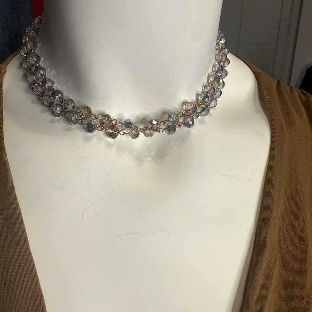 Elegant Crystal Beaded Choker Necklace